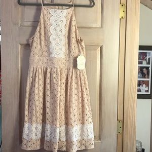 NWT Altar’d State peach and white lace dress